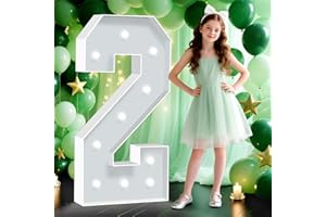 HITINO Marquee Numbers 2, 4FT White Light Up Numbers, Large 2nd Birthday Decorations Number for Boy Girl Party Backdrop Balloon Decor, 4 Feet Tall Mosaic Marquee Sign Pre-Cut Foam Board Kit