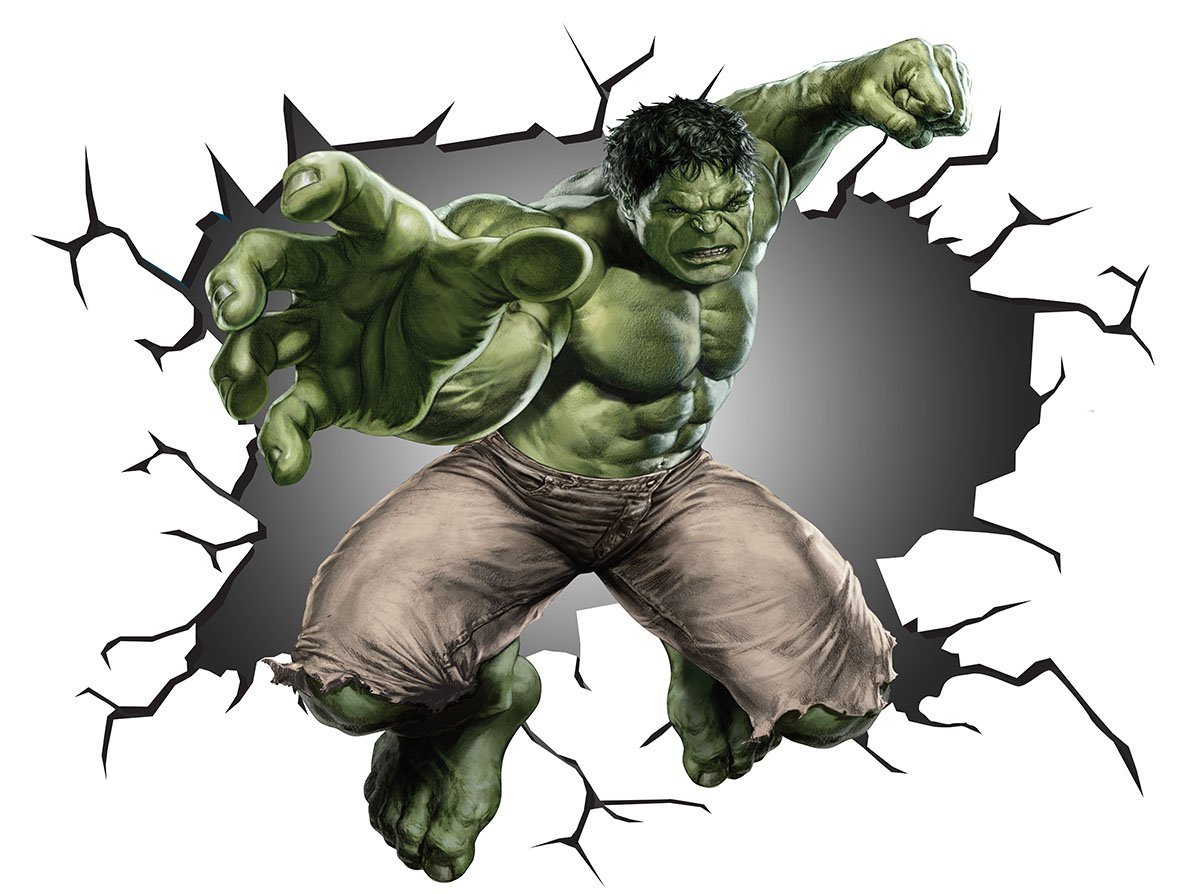 The Incredible Hulk Wall Crack V001 Magic Window Wall Sticker Self