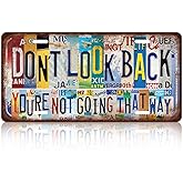 Vintage License Plate Wall Decor Don't Look Back You're Not Going That Way Metal Tin Sign For Bar Home 12 x 6 Inches