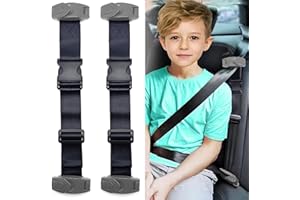 GANBIPU Car Seat Belt Adjuster with Safety Clips and Adjustment Strap Car Seat Accessories for Adults Shoulder Neck Comfort and Travel Driving Protection(Grey)-2 Pack