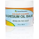 Raise Them Well Kids Calming Magnesium Balm – 4 fl oz | Natural Anxiety & Sleep Support Cream with Lavender, Coconut Oil & Jojoba | Soothing Magnesium Oil for Toddlers & Children
