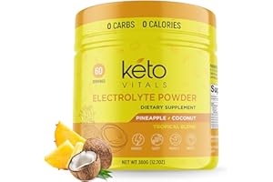 Keto Vitals Electrolytes Powder - Sugar Free Keto Electrolytes Powder with Potassium, Magnesium, Sodium, & Calcium - No Sugar Electrolyte Drink Mix & Hydration Powder, 60 Servings, Pineapple Coconut