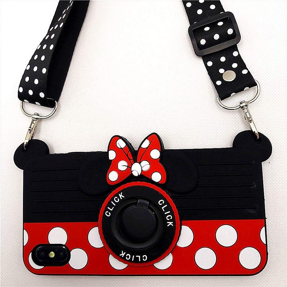 OMOWOODOMOWOOD for iPhone Xs Max Case Cute iPhone Xs Max Case 3D Carton Camera with Rotating Ring Grip Holder Kickstand Lanyard Teens Girls Women Soft Silicone Rubber Cover for iPhone Xs Max -6.5"