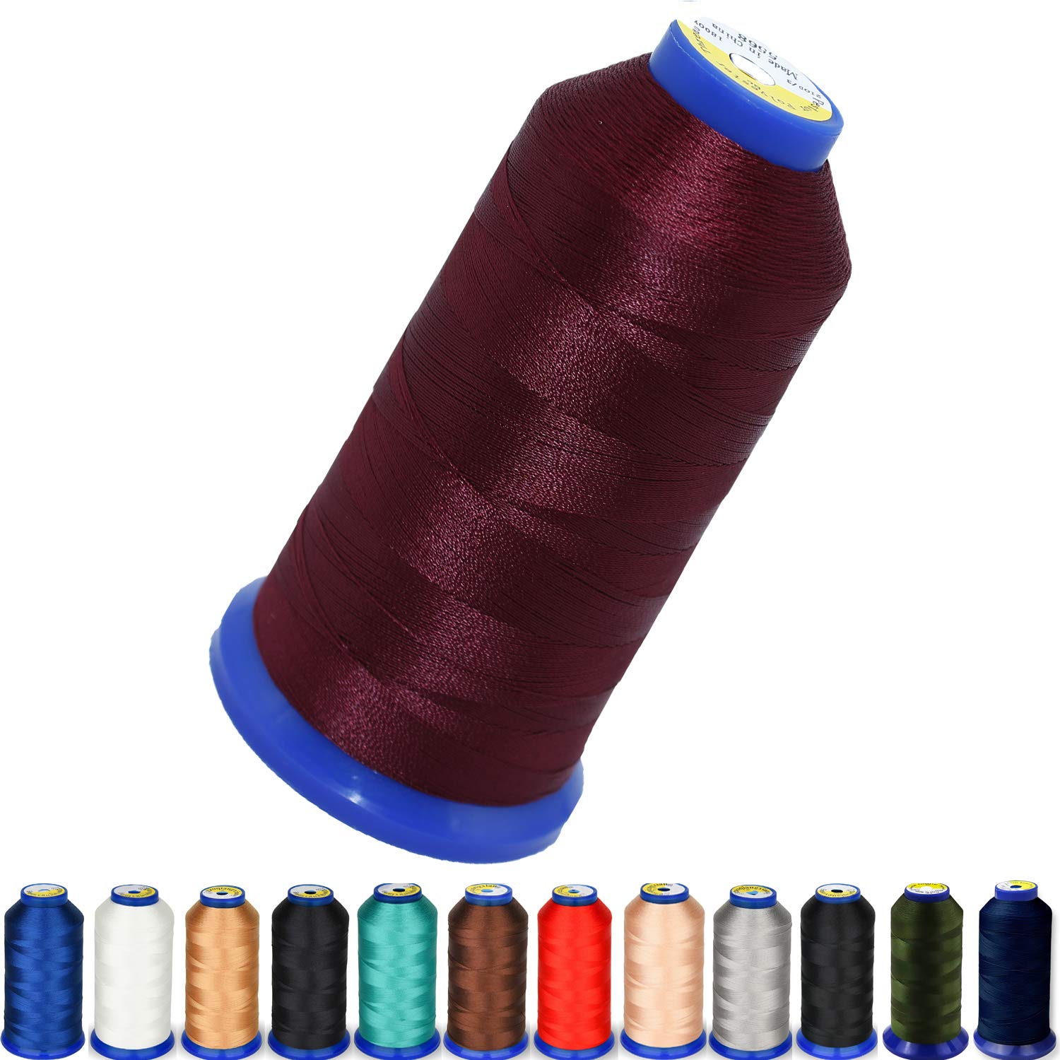 Heavy Duty Thread 1800 Yards Size T70#69 210D/3 All Purpose High Strength Polyester Sewing Thread for Weaves, Upholstery, Jeans and Weaving Hair, Drapery, Beading, Purses, Leather (Wine)