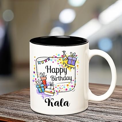 Buy Huppme Happy Birthday Kala Inner Black Ceramic Coffee Mug 350