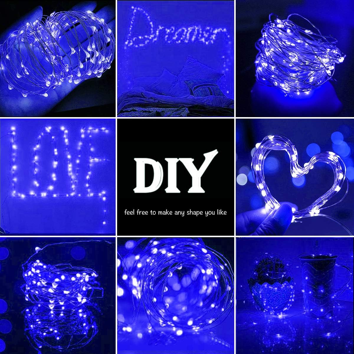 cshare Solar String Lights,2Pack 50LEDs Garden Solar Lights 16Ft/5m 8 Modes Waterproof Silver Wire Fairy Lights for Tree Patio Yard Wedding Pathway Christmas Garden in-Outdoor Decorations(Blue) - Image 4