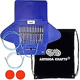 addi Click Rocket 2 Square Standard 5-Inch Interchangeable Ergonomic Circular Knitting Needle Set Sizes US 4, 5, 6, 7, 8, 9, 