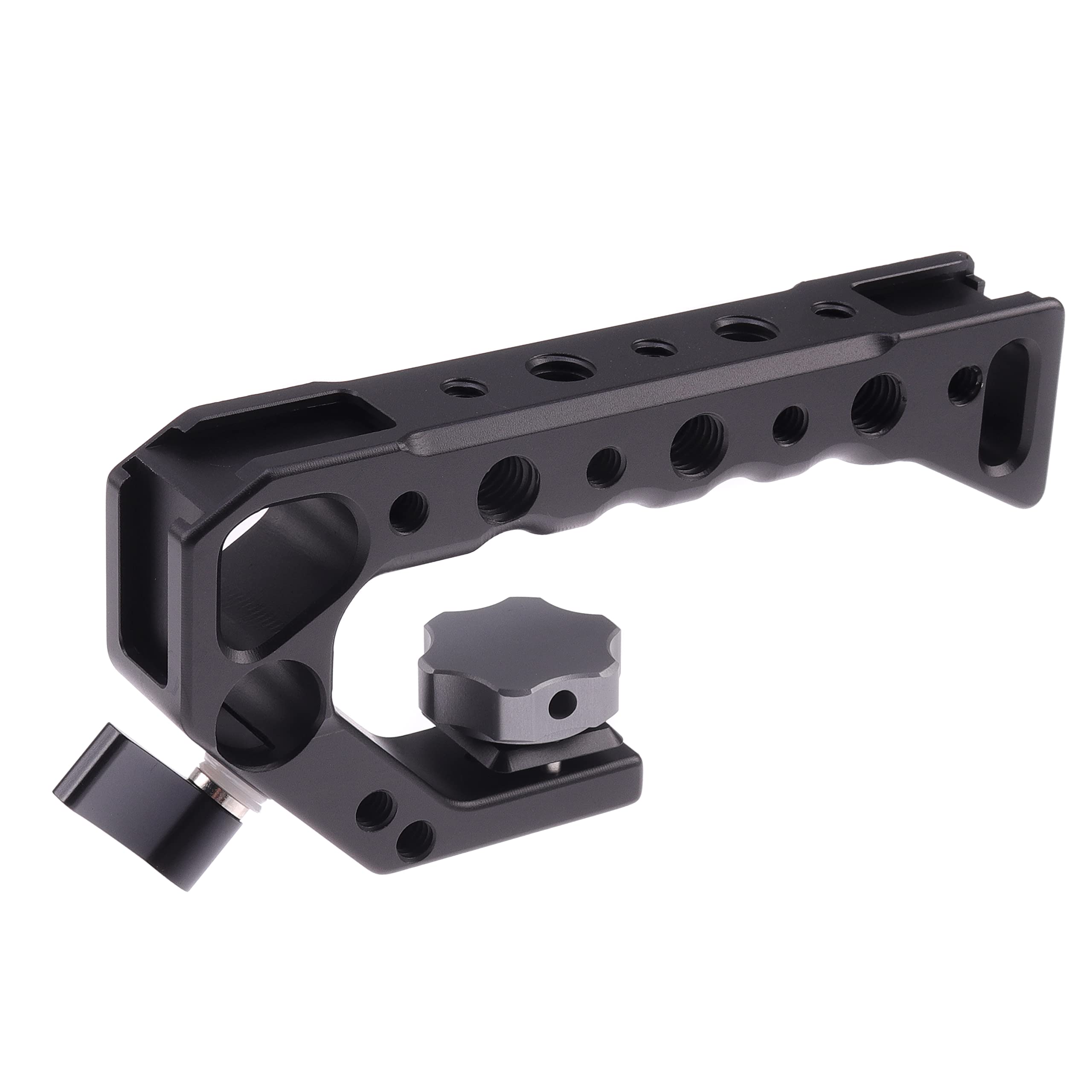 Hersmay Universal Camera Cage Top Handle Grip with ARRl Locating Cold Shoe Mount, 1/4" and 3/8" Screw Mount