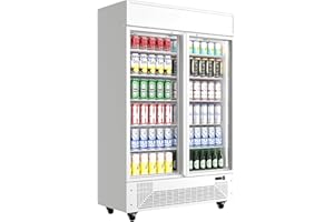 BINGERMA Commercial Merchandiser Display Refrigerator 40 Cu.ft. with 2 Glass Doors ETL Drink Cooler Beverage Fridge for Bars,Restaurants, Convenience Stores, Supermarkets and Offices White