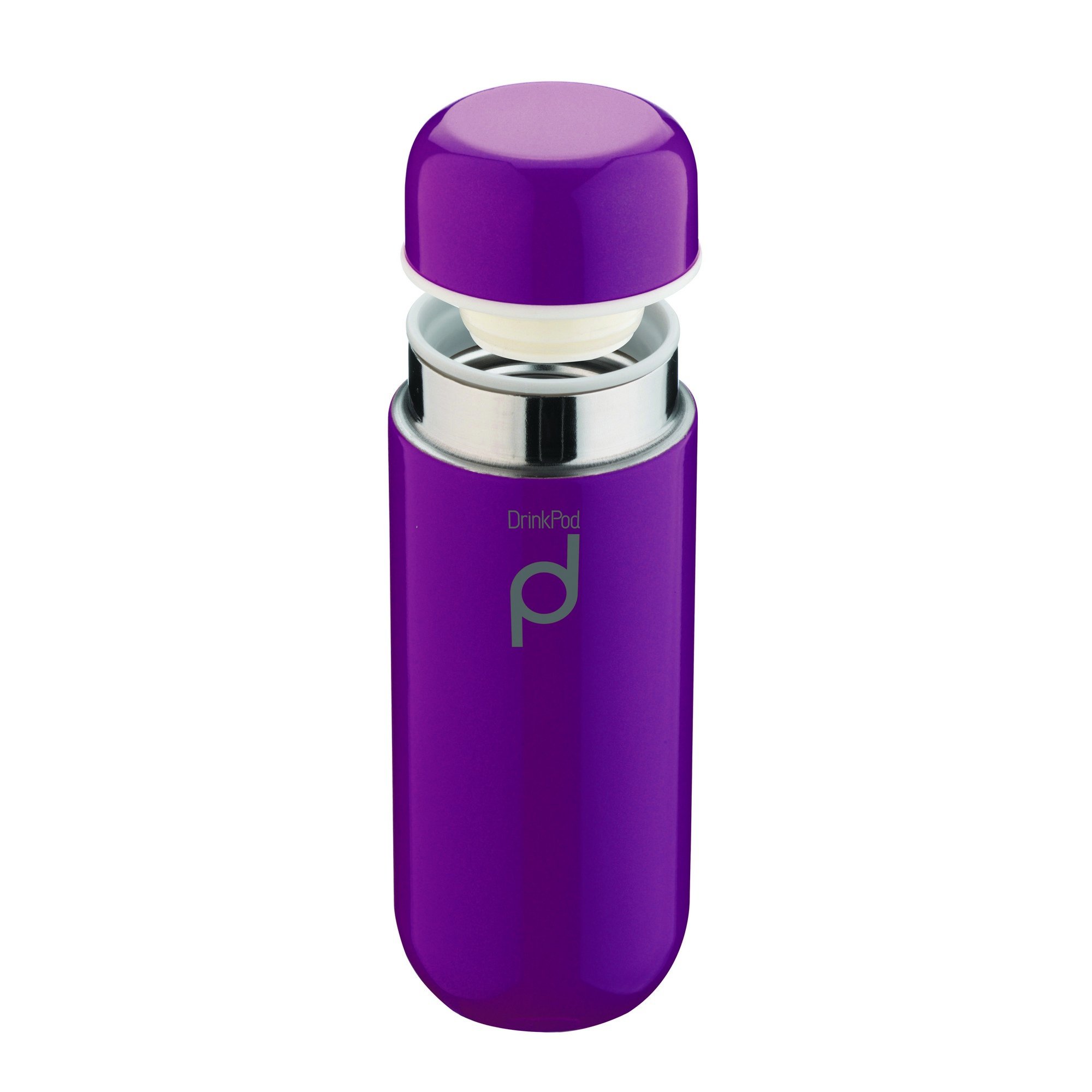 Drink Pod Vacuum Insulated Flask, Stainless Steel, Purple, 200ml