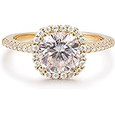 NOVSEAS 14K Solid Gold Moissanite Ring 14k Gold 2 Carat Cushion Cut D Color Hola Moissanite Engagement Rings for Women