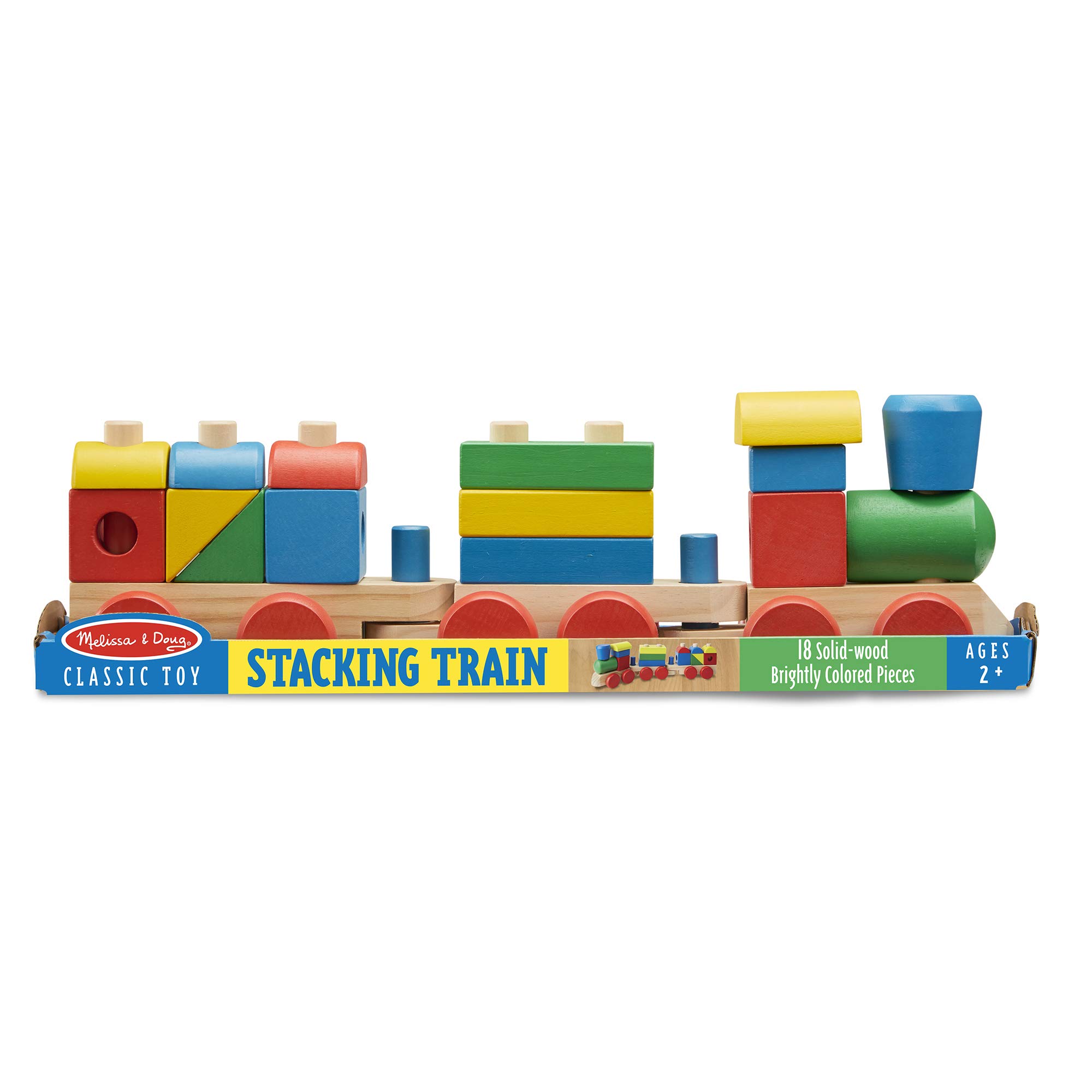 Melissa & Doug Stacking Train (Classic Wooden Toddler Toy, 18 Pieces, Great Gift for Girls and Boys Best for 2, 3, and 4 Year Olds)