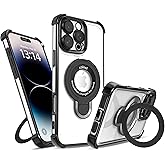 IAIYOXI for iPhone 15 Pro Case with Strong Magnetic Ring Stand, Military-Grade Shockproof, 4 Airbag Corners Protective, Fit for MagSafe, Kickstand Phone Case for iPhone 15 Pro - Black