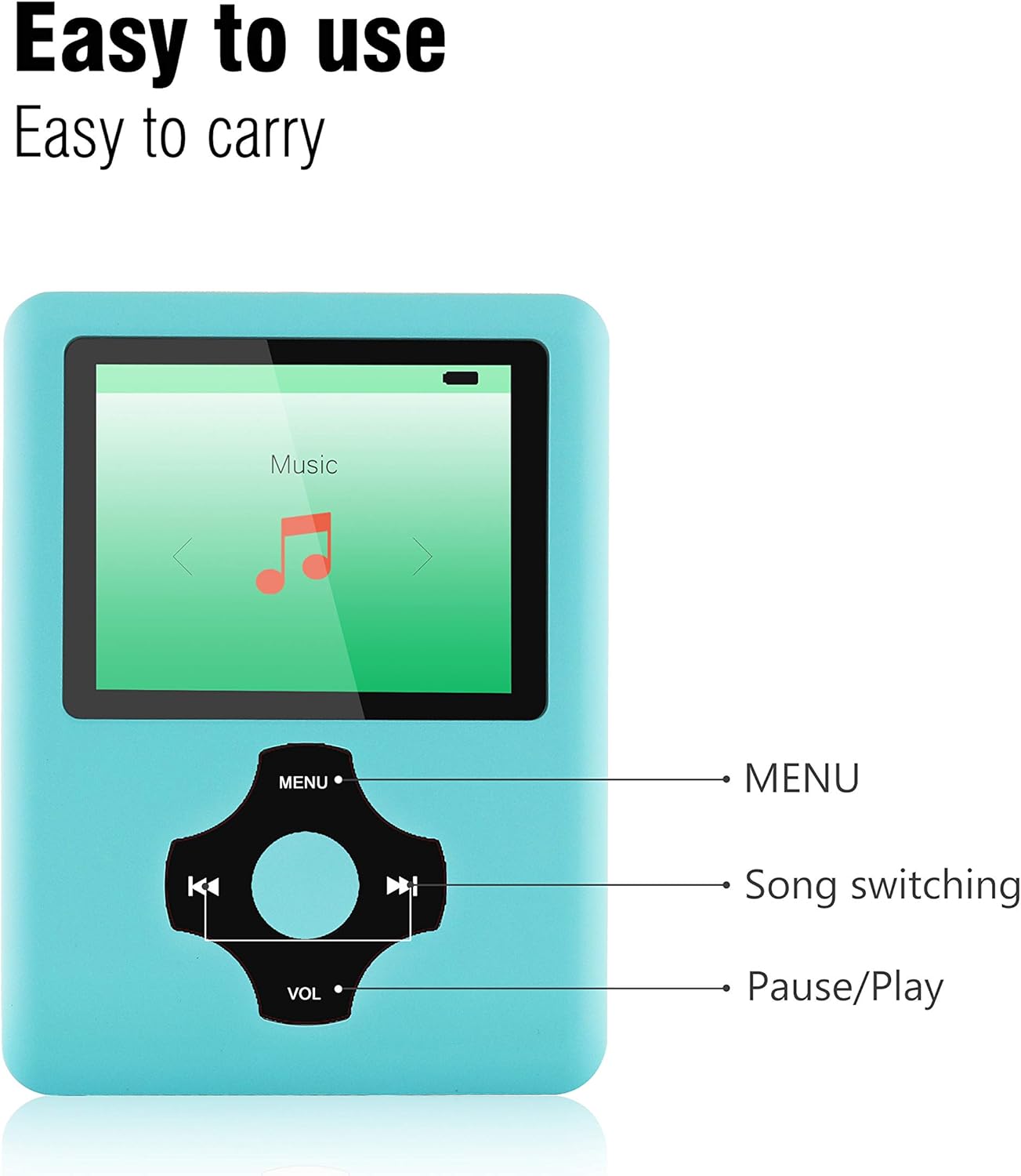 Ultrave MP3/MP4 Player with 16G SD Card, Portable Lossless Sound Player, Rechargeable MP3 Player, Also Support Ebook, Image, 1.8 inches LCD Screen MP3 Music Player - Black-in-Blue: Home Audio & Theater