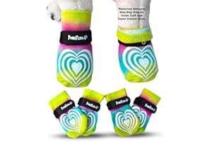 Medical Therapeutic Double Sided Non-Slip Cotton Dog Socks | PawFlex Comfy Pawz Silicone Grip on Inner Cuff No Twisting or Sliding Off | Senior & Disabled Dog Traction Control |Pet Paw Protection
