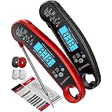 Meat Thermometer, SOQOOL Fast Precise Instant Food Thermometer, 2 Pack Waterproof Digital Read Meat Thermometer with Foldable