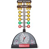 Mark Feldstein Drag Racing Christmas Tree Lighted Alarm Clock | Acrylic and iron, midnight black finish; temperature and humidity gauges; 3 AA batteries needed