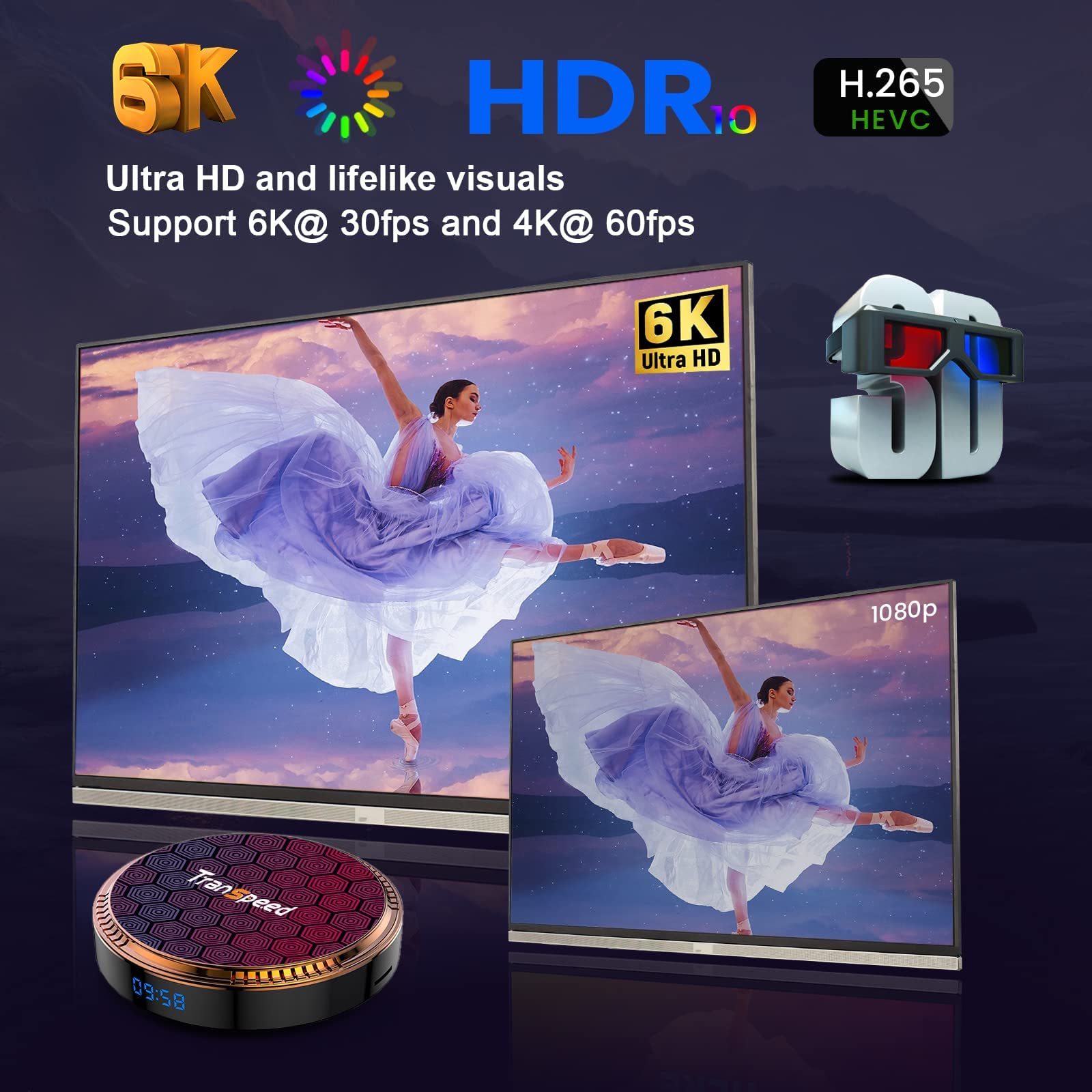 Android TV Box 12.0 4GB RAM 64GB ROM Dual-Band WiFi 6 Android Box 2023 with H618 Chipset Support 4K 6K HDR10 BT5.0 USB 2.0 with Mini Backlit Keyboard