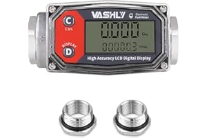 Vashly Turbine Flow Meter 3/4" inch with Digital LCD Display for Measure Diesel Kerosene Gasoline (Square)