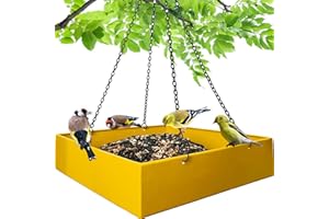 Meleave Bird Feeders for Outdoors, Platform Bird Feeder for Outside, Large Capacity 3.5 lbs(Yellow)