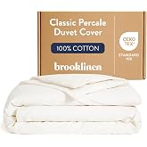 Brooklinen Percale Duvet Cover Crisp &amp; Cooling - Full/Queen, Cream | Cool, crisp 100% cotton percale duvet cover, breathable &amp; lightweight; corner ties &amp; button closure secure your insert.
