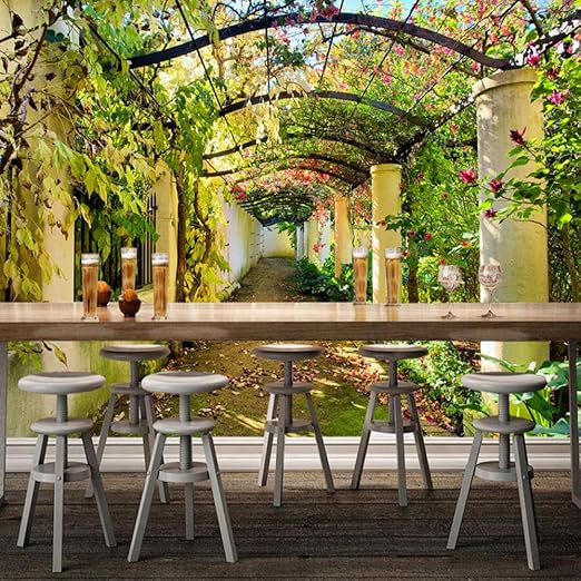 Murales 3D Paisaje Jardín Papel Tapiz Fotográfico Gran Sala De Estar