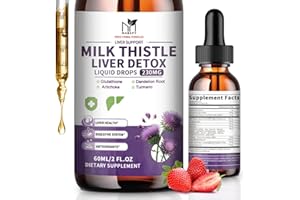 MABEFY Milk Thistle Supplement, Liver Cleanse Liquid Drops Silymarin 230mg for Liver Repair, Antioxidant Support, Kidney Health Support with Dandelion Root, Turmeric, Glutathione - 2Fl Oz