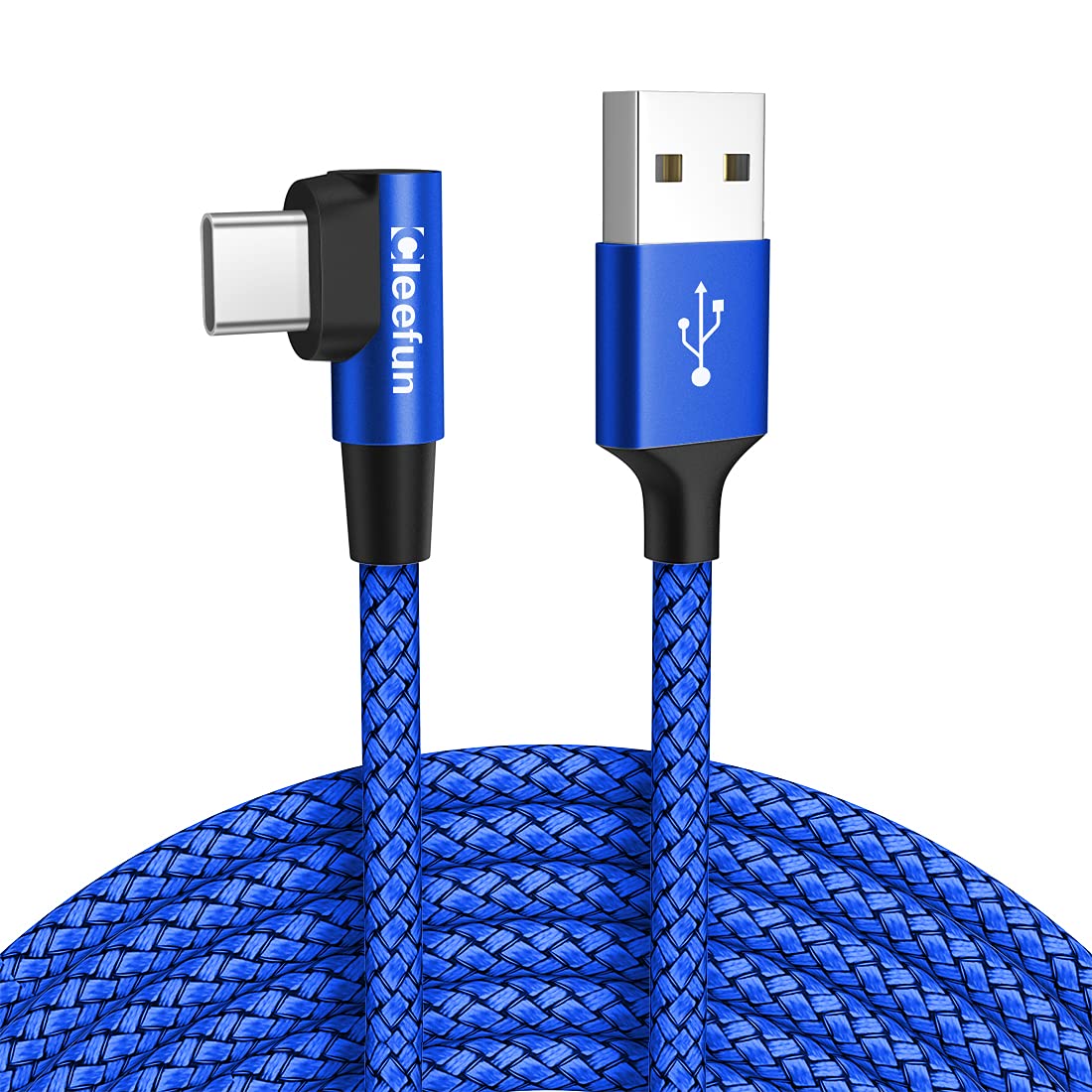 CLEEFUN USB C 90 Degree Cable Right Angle, [3m] 3A Type C Charger Lead Fast Charging Cord Compatible with Samsung Galaxy S10 S10E S9 S8 S20 Note 10 Plus, A20E A41 A51 A71 A80 A90, Switch, Pixel