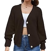 Zmnfewx Women's Loose Sweater Button Soft V-Neck Long-Sleeved Cardigan Knitted Sweater Warm and Comfortable Coat