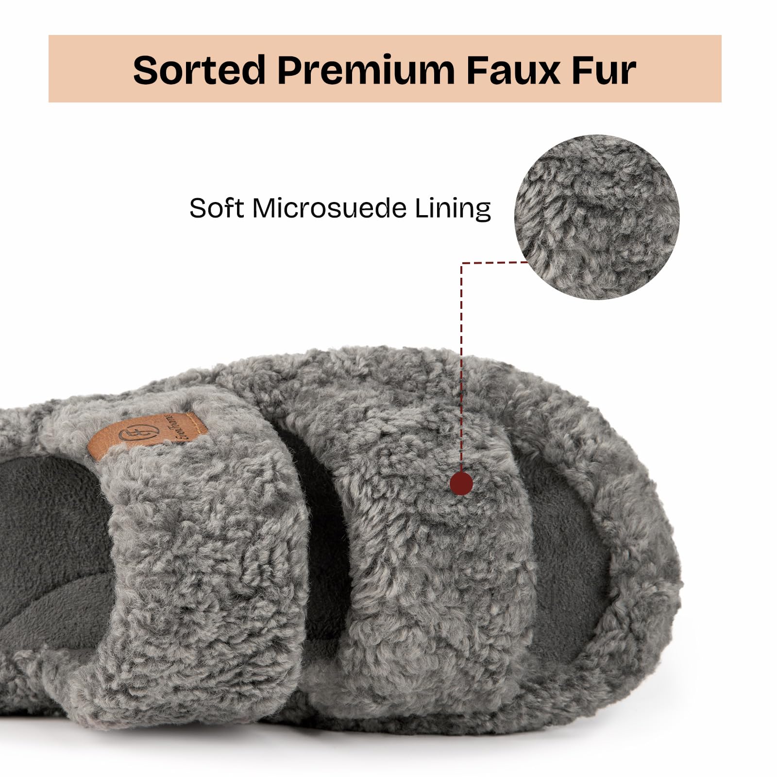 EverFoams Womens Fuzzy Open-toe Slippers Soft Comfy Memory Foam Indoor House Shoes