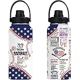 Xtmunole Baseball Water Bottle 32oz Insulated Sports Water Bottles Baseball Gifts for Men Women Gift for Coach Lovers Fan Players Stuff Accessories for Boys Girls