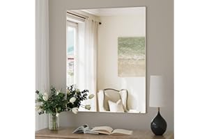 Brightify Frameless Mirror, 24x30 Inch Bathroom Mirrors for Over Sink, Tempered Glass for Gym, Yoga, Living Room, Dining Room, Bedroom, Entryway