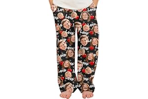 Personalized Pyjamas Pants For Men Women Kids, Custom Photo Face Printed Pajama Bottoms, Customized Pj Trousers