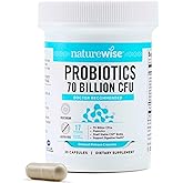 NatureWise Probiotics 70 Billion CFU - 17 Strains + Organic Prebiotics - Immune, Digestive & Gut Health Support for Women & Men - Vegetarian, Gluten-Free, Non-GMO - 30 Capsules[1-Month Supply]