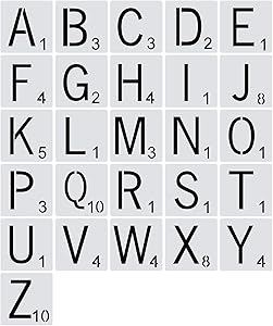 Scrabble Letters Stencil, 4x4 Inch Laser Cut Reusable Stencils for Painting on Wood, Wall, Tile, Template for Home Décor, DIY Projects, Family Names