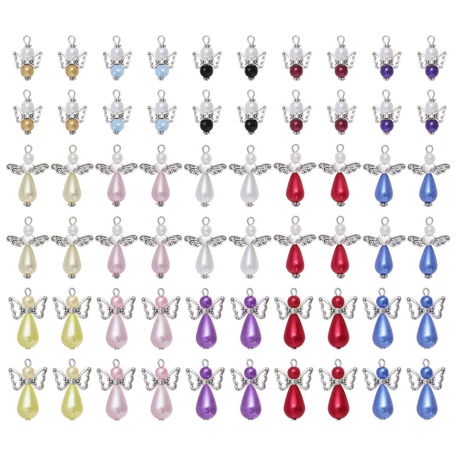 CHGCRAFT 60PCS Angel Wing Charms Colorful Angel Pendant Beads Angel Beads Pendants Angel Wing Charms Pendant Decorations DIY Jewelry Making Necklace Bracelet Earring Keychain Findings Crafts