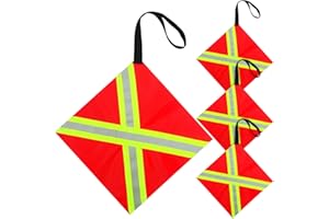 Mindsoft 4 Pcs Safety Reflective Flags Warning Flags, Kayak Flag Red Flag for Truck Loads Safety Signs for Trailer Hauling Hunting Bike Trailer Hauling Warning Accessories Kit