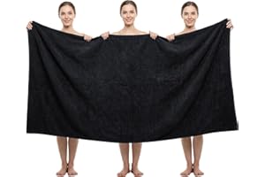 REDKISS Pack of 1 Jumbo Bath Sheet, 40 x 80 Inches Microfiber Oversized Bath Towel for Bathroom, Extra Large & Lightweight, Quick-Dry, Super Soft & Highly Absorbent, Perfect to Wrap Yourself In, Black