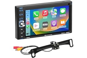BOSS Audio Systems BCP62-RC Car Stereo - Apple CarPlay, Double Din, 6.2 Inch Capacitive Touchscreen, Bluetooth, No CD DVD Player, AM/FM Radio Receiver, Backup Camera