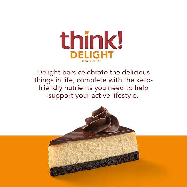 THINK! DELIGHT PROTEIN BARS, CHOCOLATE PEANUT BUTTER PIE, LOW SUGAR & LOW CARB GLUTEN-FREE SNACK, KETO FRIENDLY SNACKS, 12 COUNT (PACKAGING MAY VARY)