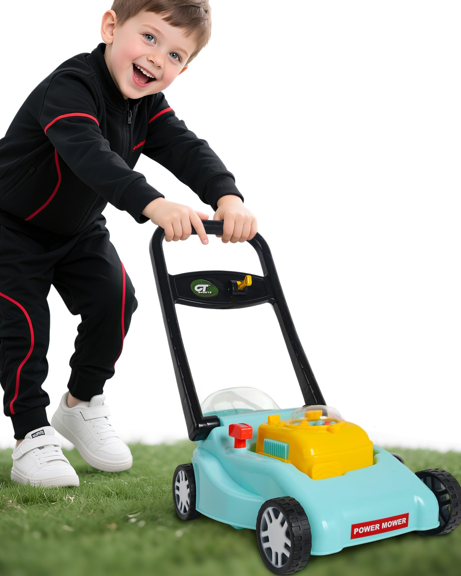 Kids Lawn Mower with Realistic Grass-Cutting Action and Sounds – No Batteries Required | Fun Outdoor Push Toy, Birthday Gift & Holiday Present for 3, 4, 5, 6, 7, 8 Year Old Boys and Girls（Blue)