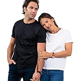 Women Pima Cotton Classic Tees - Designer Soft Cotton Premium Plain Tshirts - Luxury Essential Crew Neck T-Shirts (Black Large)