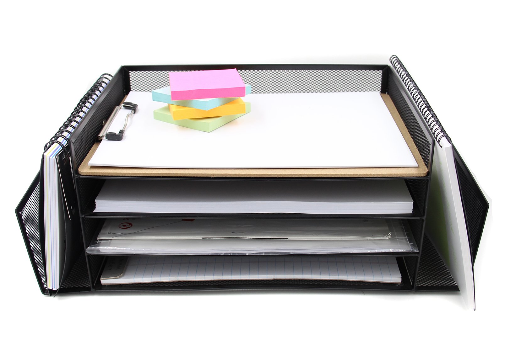 EasyPAG Mesh Desk Organizer Tray 4 Horizontal File Holder and 2 Upright