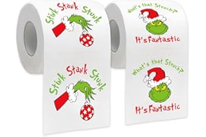HOMYTHE Funny Christmas Toilet Paper, Grinchs Christmas Decorations, 2 Rolls Grinchy Toilet Papers, Novelty Bathroom Decor, White Elephant Gag Gift for Christmas Stocking Stuffers Party Supplies