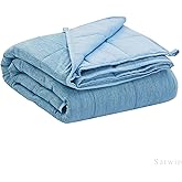 Satwip Cooling Weighted Blanket 12 Pounds Cool Moire Jersey Twin Size Bed Blanket for Hot Sleeper with Soft Breathable Sanded, 48 x 72 inches, Blue