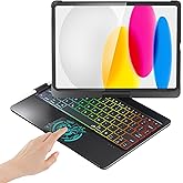 BABG for iPad 10th 11th (A16) Case with Keyboard&amp;iPad Air 11(M4,M3,M2),360&deg;Swivel,7 Use Modes,Rainbow Backlight Keyboard for iPad Pro 11(1st/2nd/3rd/4th Gen)&amp;iPad Air 5th/Air 4th-Black
