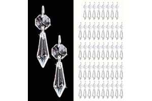 KEHAIL 50PCS Premium Clear Crystal Teardrop Prism 2.4" -Crystal Glass Baroque Chandelier Pendant Drop Loose Beads Suncatcher for Holiday Party/Home/Window Decoration/Chandelier Replacement Parts