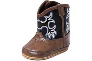 MK MATT KEELY Baby Boys Girls Cowboy Boots Infant Western Boots Toddler Soft Sole Non-Slip Round Toe Bootie Newborn First Walker Crib Shoes