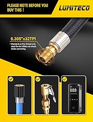LUMITECO Quick Connect Tire Chuck Hose, Valve