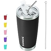 BJPKPK Black Insulated Tumbler With Lid And Straw 20 oz Stainless Steel Coffee Tumblers Cup